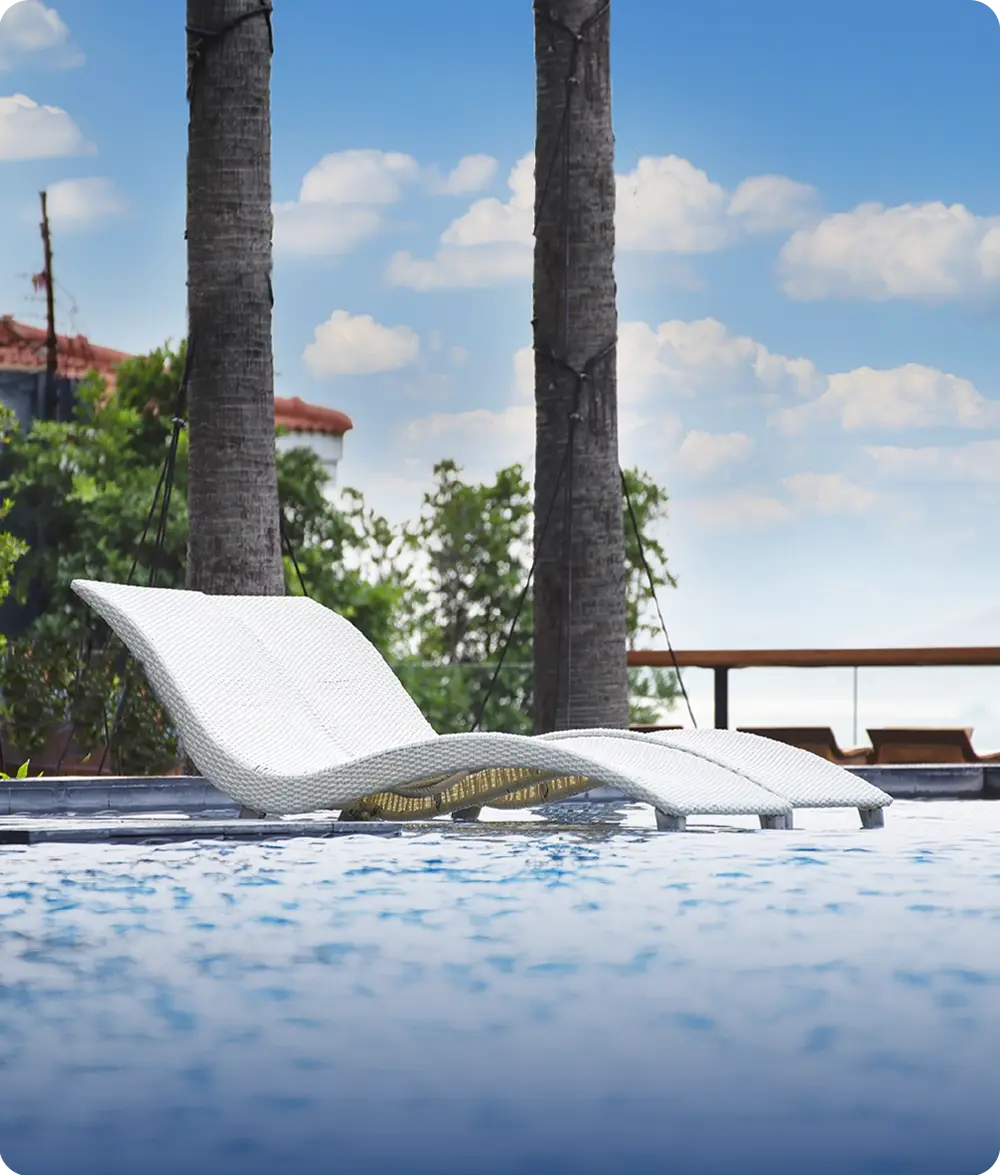 Design de piscina com Tanning Ledge Fiber