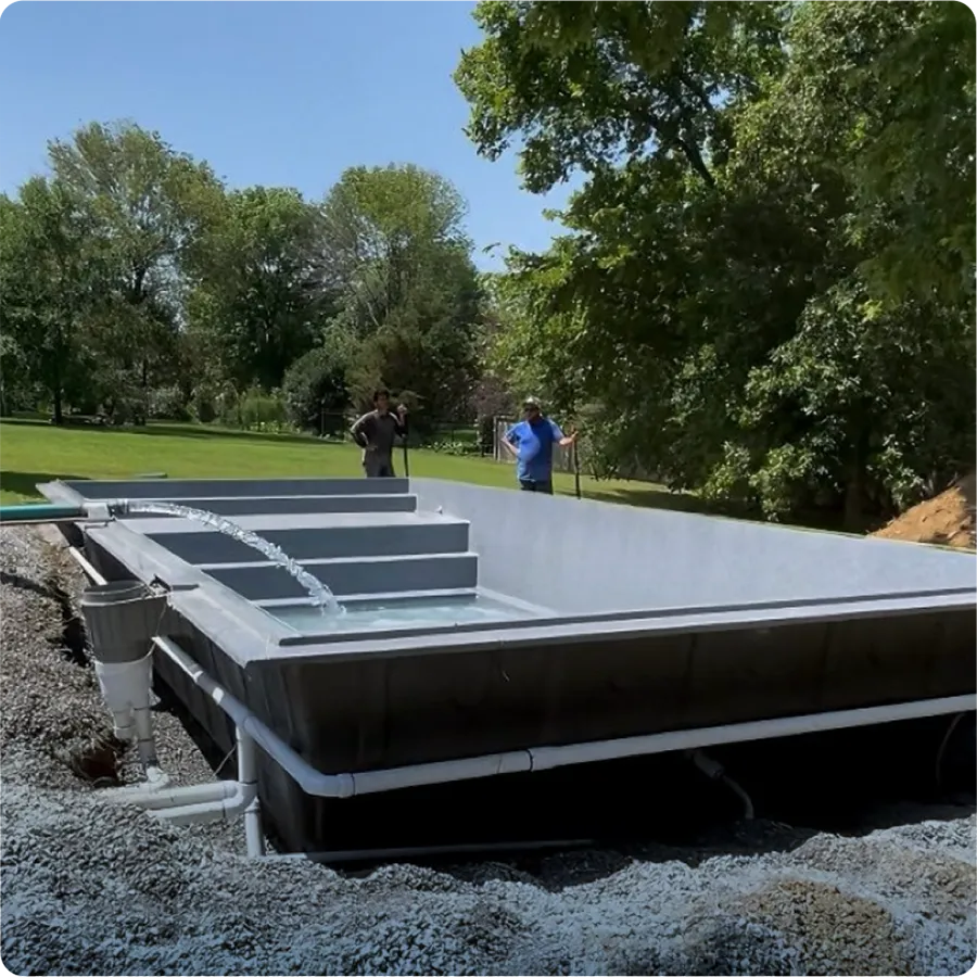 Instalação hidráulica da Piscina Granitada® Fiber
