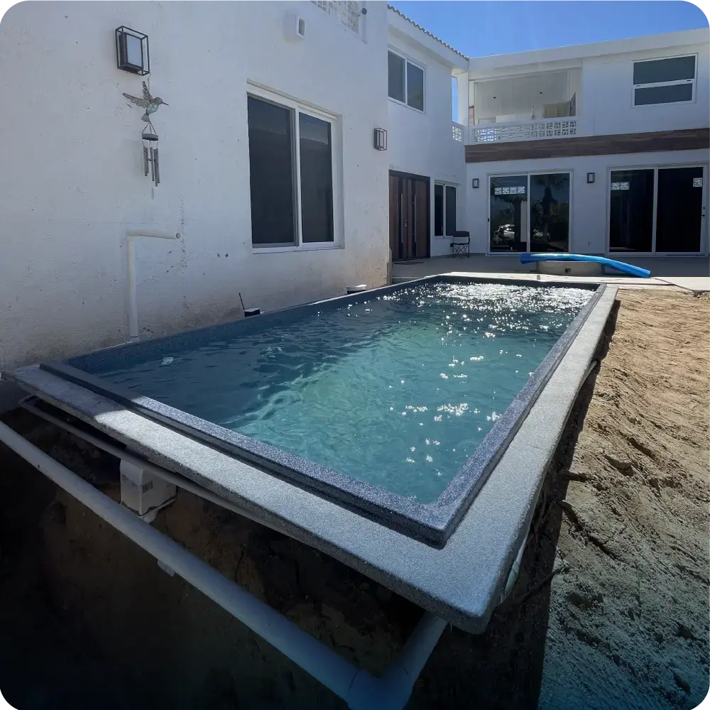 Piscina Fiber instalada na Cidade do México — terreno instável