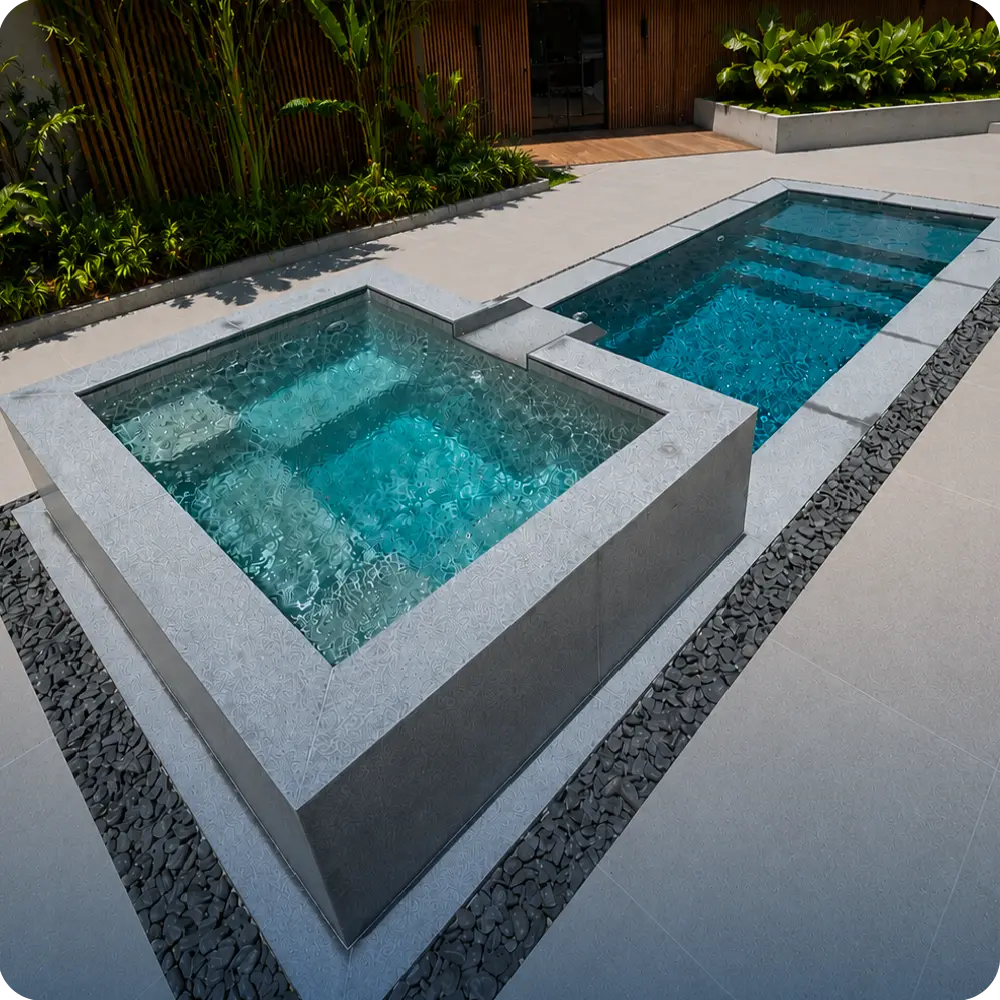 Spa Connec em piscina Granitada® Fiber
